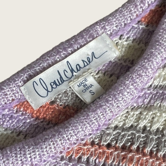 ๐บ Cloud Chaser Pastel Semi Cropped Boho Stripe Loose Knit Tank Top Size S - Picture 6 of 9